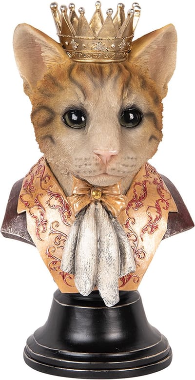 Clayre & Eef Decoratie Beeld Kat 37 cm Bruin Kunststof