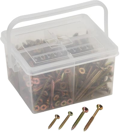 Meister spaanplaatschroeven set – 380-delig – assortimentsdoos voor hout & plaatmateriaal