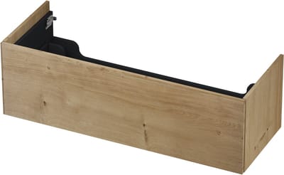 INK wastafelonderkast 1 lade greeploos push to open echt hout 120x45x38cm, fineer ash grey