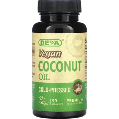 Deva, huile de coco végane, 90 gélules végétales