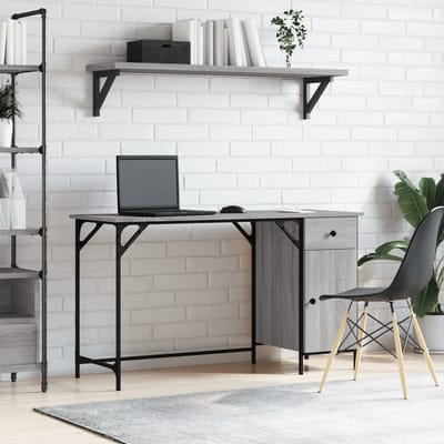 vidaXL - Bureau - 131x48x75 - cm - bewerkt - hout - grijs - sonoma - eikenkleurig