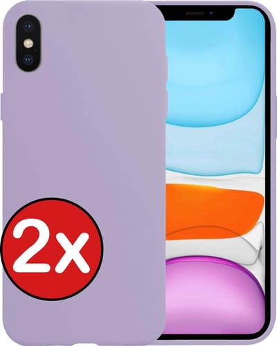 Hoesje - 2 Stuks - Geschikt voor Apple iPhone X - Sterk & Shockproof - Telefoonhoes - Back Cover - Case Siliconen - Telefoon Hoes - Lila