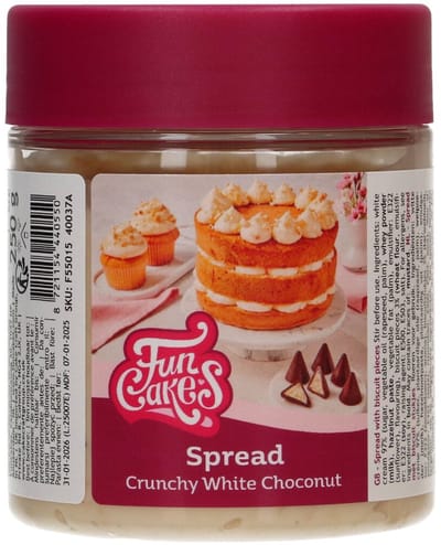 FunCakes Spread - Crunchy Witte Choconut - 250g - Topping of Vulling voor Taarten, Cakes en Cupcakes