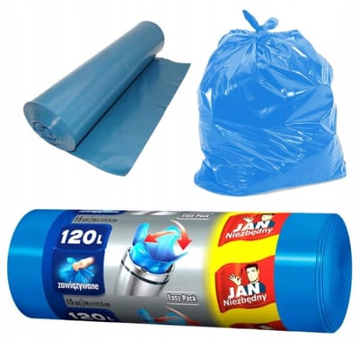 Jan Niezbędny Serie - Vuilniszakken - 120l - Blauwe Folie - 15 Stuks