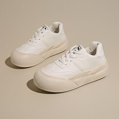 Nieuwe Modieuze/Comfortabele Damesschoenen voor Studenten Dikke Zool Slijtvast Casual Sportschoenen Ronde Neus Veterschoenen 41