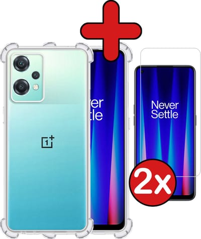 Hoesje - Met Screenprotector - 2 Stuks - Geschikt voor OnePlus Nord CE 2 Lite - Sterk & Shockproof - Back Cover - Siliconen Case - Telefoon Hoes - Shock Proof - Telefoonhoes - Transparant