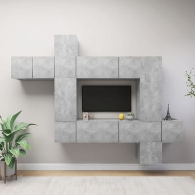 vidaXL - 10-delige - Tv-meubelset - bewerkt - hout - betongrijs