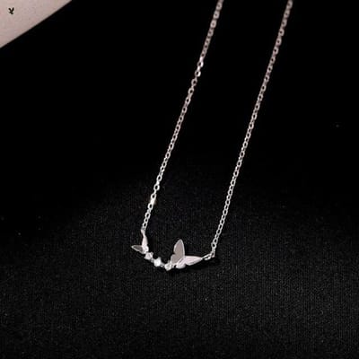 Chaîne clavicule en argent sterling 925 Pendentif collier breloque papillon zircon pour femmes Bijoux de mode exquis Choker dz357 argenté
