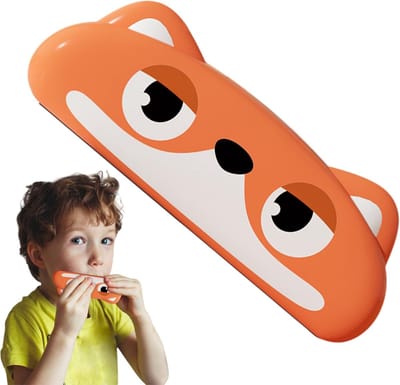 Mondharmonica Speelgoed - Muziek Instrument - Kinderen Leren Muziek - Vrolijk Cartoon Design - 16 x 5.6 cm - Oranje