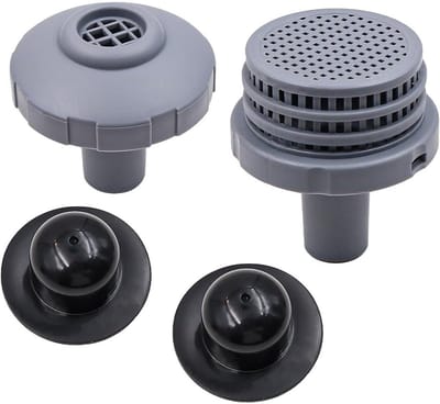 EXCITAT Zwembad Zeef - accessoire voor zwembadonderhoud - Vervangend inlaatmondstuk voor zwembad - met zwembad plugen - Ø 32 mm - Geschikt voor Intex - Grijs