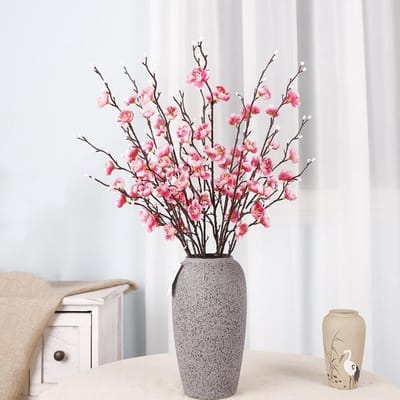 Dailygoods- Kunstbloemen 12-delige set - Pruimenbloesems - Onderhoudsarm - 55 cm lang - Perfect voor vaas - Elegante decoratie - Nep Bloemen
