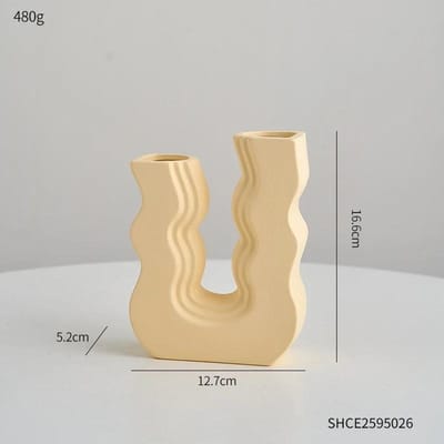 Moderne Creatieve Keramische Vaas Morandi Kleurrijk Kamerdecor Geometrische Kunst Bloemvazen Woondecoratie Accessoires Ornamenten Cadeau beige