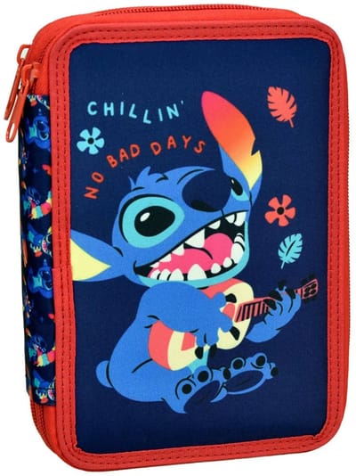 Disney Lilo en Stitch Chillin' gevulde etui, dubbele laag , Gevulde etui, Lilo en Stitch etui, Etui, Lilo en Stitch