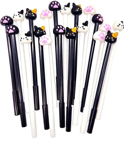 Dailygoody - Kattenpoot Pen - Gel-inkt Rollerbal - Fijne Punt 0.5mm - Zwart - Schrijfbenodigdheden - Kinderen - 20 Stuks