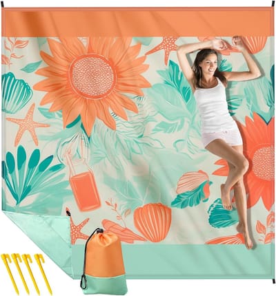 Zandvrije en Waterdichte Picknickdeken voor Kamperen en Buitenactiviteiten, Lichtgewicht en Opvouwbaar (300 x 280 cm)