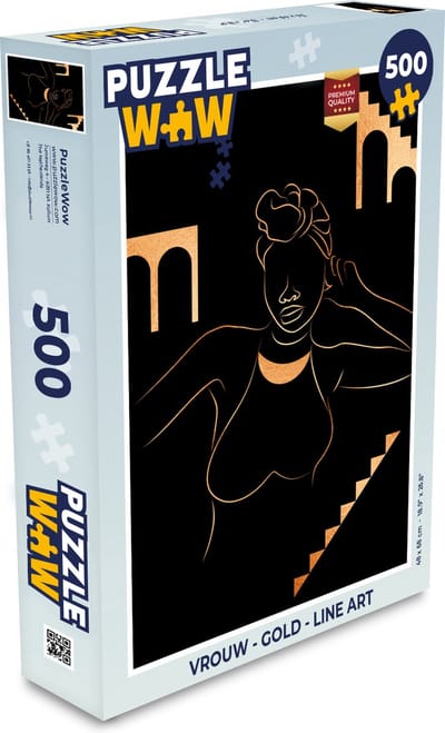 Puzzel Vrouw - Gold - Line art - Legpuzzel - Puzzel 500 stukjes