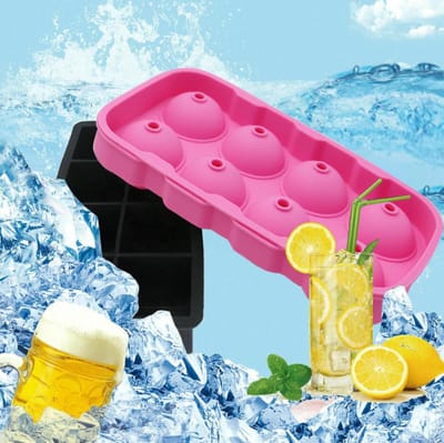 Igoods Siliconen IJsballenvorm - 8 ijsballen Ø 4,5cm - Whiskey ijsballen - Roze
