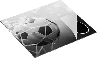 Chefcare Inductie Beschermer Voetbal Bal Door het Goal Heen - Zwart Wit - 60x50 cm - Afdekplaat Inductie - Kookplaat Beschermer - Inductie Mat