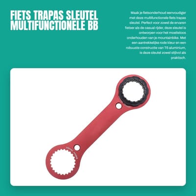 Dailygoods - Fiets Trapas Sleutel - Multifunctionele BB Sleutel - Rood - Reparatie Tool - Geschikt voor Mountainbike - Inclusief Adapter