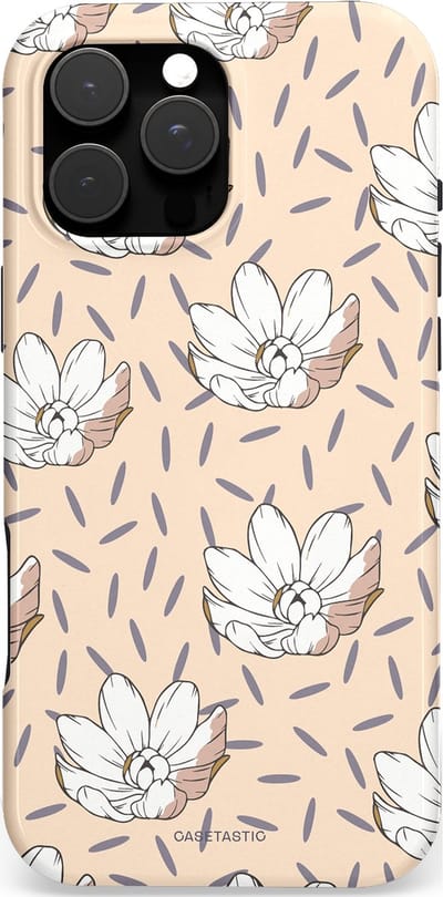 Casetastic Hoesje Geschikt voor Apple iPhone 16 Pro Max Magsafe - Stijlvolle Beschermende Duo-layer Case - Witte Lelie Bloemen