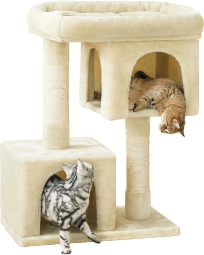 Feandrea - Krabpaal - Kattenboom - Voor Katten - Grote Platform - 2 Schuilplaatsen - Krabpalen