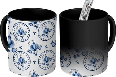 Magische Mok - Foto op Warmte Mokken - Koffiemok - Patroon - Folklore - Tulp - Magic Mok - Beker - 350 ML - Theemok