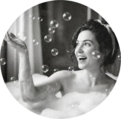 Badmat rond 70x70 cm - Antislip - Bad - Bubbels - Zwart - Wit - Badmatten voor badkamer - Badkamermat - Douchemat - Ronde badkamer mat