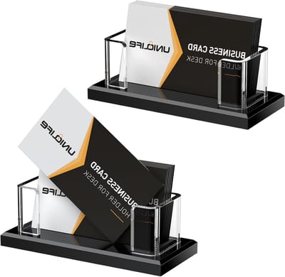 2 Stuks Acryl Visitekaart Houder voor Bureau - Duidelijke Horizontale Kaart Organizer voor Kantoor, Tentoonstelling en Professionele Gebruik