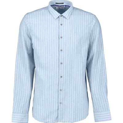 No Excess Shirt Stripe With Linen Blue Größe: M | Casual hemden Outlet | Herren | Blau