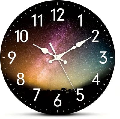 Vavida Klok - Sterrenstelsel - Ø 30 cm - Analoog - Wandklok - Sterren - Hemel - Galaxy - Kinderkamer - Tienerkamer - Goede Kwaliteit