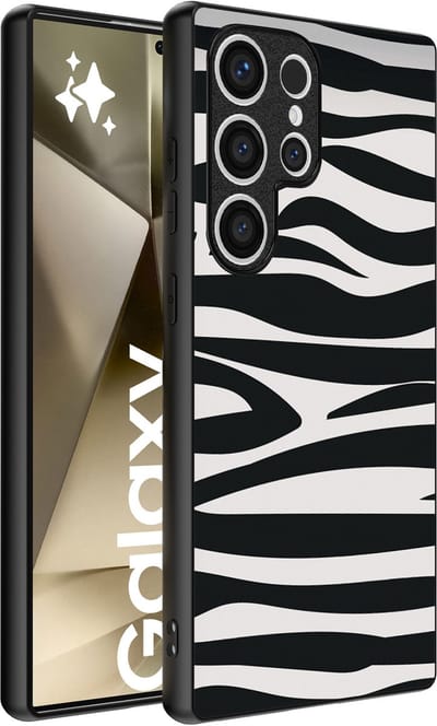 Smartphonica Telefoonhoesje geschikt voor Samsung Galaxy S24 Ultra met zebra opdruk - TPU backcover case zebra design - Zwart Wit geschikt voor Samsung Galaxy S24 Ultra