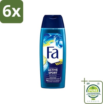 Fa Men - Douchegel - Active Sport - Verfrissend - Green Citrus - 250 ml - Voordeelverpakking - 6 stuks - Deodorant spray - 48 uur bescherming