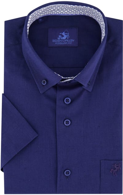 Eden Valley overhemd donkerblauw regular fit borstzak