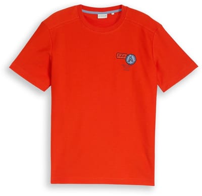 Tom Tailor - T-shirt met borduursel - Maat M - orange red