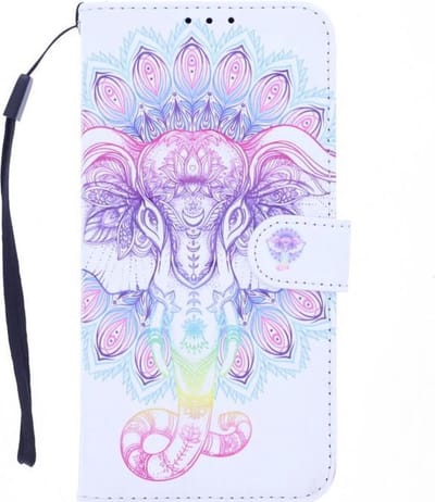 LuxeBass Boekhoesje met print geschikt voor Motorola G9 - Elephant 3D gsm hoesje - telefoonhoes - telefoonhoesjes