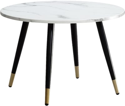 salontafel 60x60x41 cm met marmerlook wit modern, design woonkamertafel met metalen frame, salontafel ronde tafel, bijzettafel woonkamer