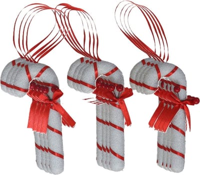 Gerimport kersthangers/kerstornamenten zuurstokken- 12x - kunststof- 12 cm