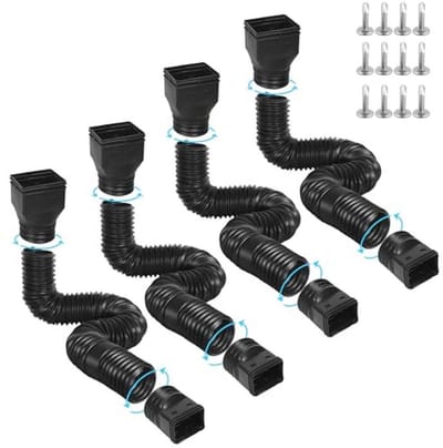 Flexibele goot downspout verlengstukken - Uitschuifbaar van 21" tot 67" met adapters voor regenwaterafvoer