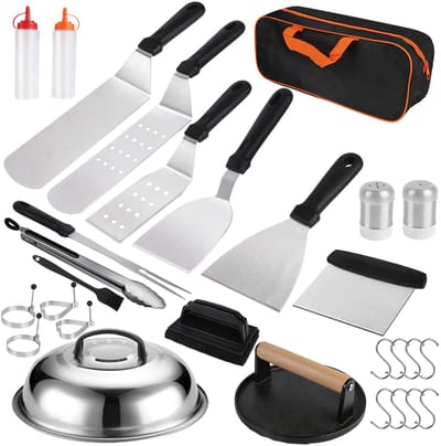 Jently BBQ accesoires - BBQ set - Barbecue gereedschapset - BBQ tang - grill set - 29 delig - roestvrijstaal - inclusief opbergtas
