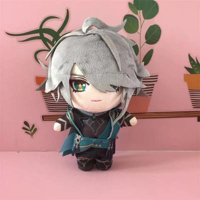 Poupée en peluche Cosplay Al Haitham 20cm Jeu Genshin Impact Mignonne Oreiller en peluche doux Cadeau pour enfants 20cm gray