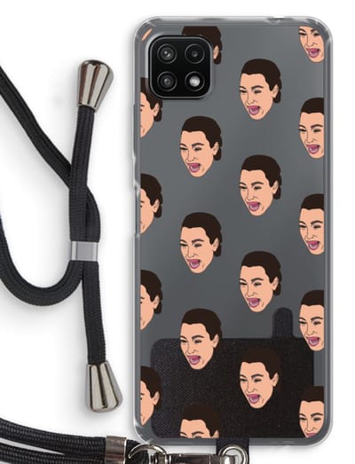 Case Company® - Hoesje met koord geschikt voor Samsung Galaxy A22 5G hoesje met Koord - Ugly Cry Call - Telefoonhoesje met Zwart Koord - Bescherming aan alle Kanten en Over de Schermrand