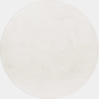Pouffy Fluffy - Hoogpolig Rond Vloerkleed - Uni Kleur -Creme - Woonkamer Tapijt - Katoenen Rug- 160 CM Ø
