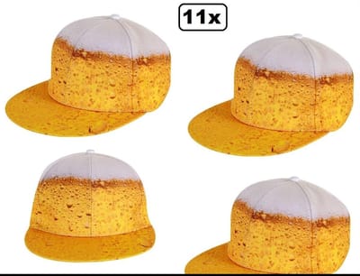 12x Bier baseball cap - verstelbaar - bier feest Oktoberfest gele rakker Apres ski bierhoed festival