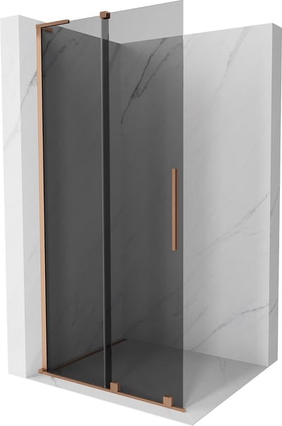 Mexen Velar L Schuifbare douchewand Walk-in 100 x 200 , grafiet 8 mm, geborsteld koper - 871-100-003-43-65