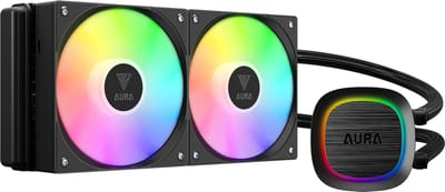 GAMDIAS RGB CPU Koeler 240mm Fans Liquid Cooler|Intel en AMD Processor Waterkoeler met ARGB LED Verlichting (Addressable)|Aura GL 240 V2 (Socket: 1200, 1700|AM5, AM4)