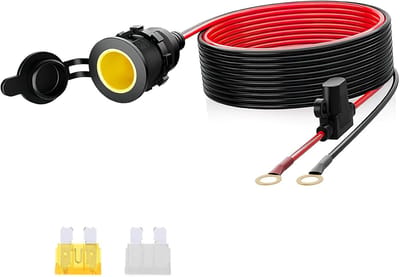 12 V verlengkabel voor sigarettenaansteker, sokkel, 14 AWG, met zekering 20 A, 12 V/24 V DC, adapter voor boot, motorfiets, koelkast, auto, 1.2 m