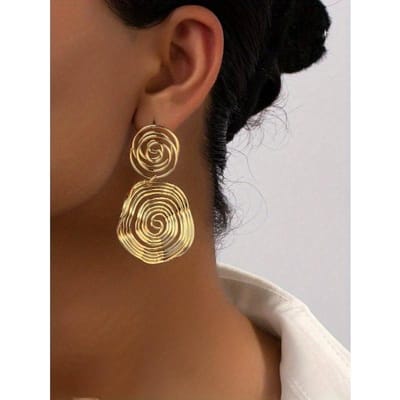 1 Paire Boucles d'Oreilles Créoles Rondes Dorées Multicouches Style Gothique Punk pour Femmes, Bijoux Bohèmes de Vacances Exagérés one-size black