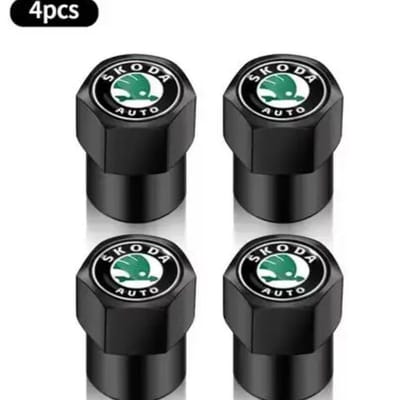 Metalen Ventieldop voor Autoband Anti-lek Decoratief voor Skoda Octavia Superb Rapid Kodiaq Fabia Roomster Citigo zwart