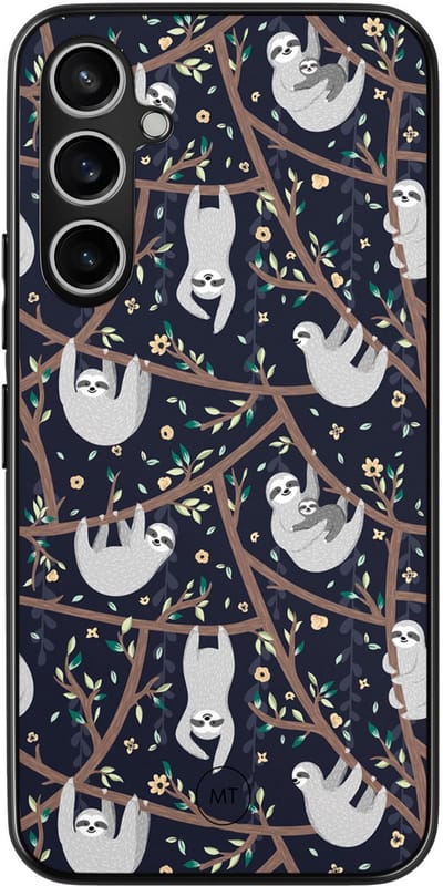 Hoesje geschikt voor Samsung Galaxy S23 FE - Luiaard print - TPU Hard Case Backcover - Blauw - Mooie Telefoonhoesjes