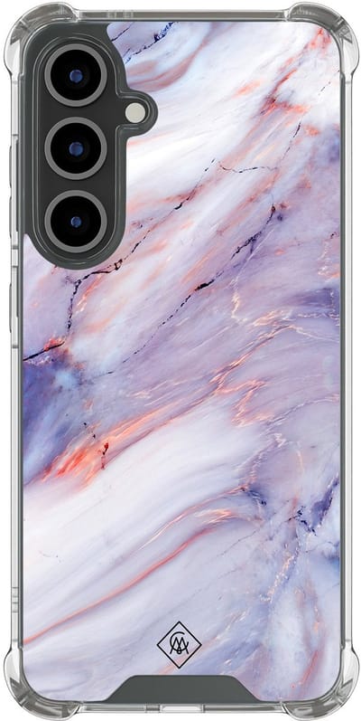 Casimoda® hoesje - Geschikt voor Samsung Galaxy S25 FE - Marmer Paars - Shockproof case - Extra sterk - TPU/polycarbonaat - Paars, Transparant